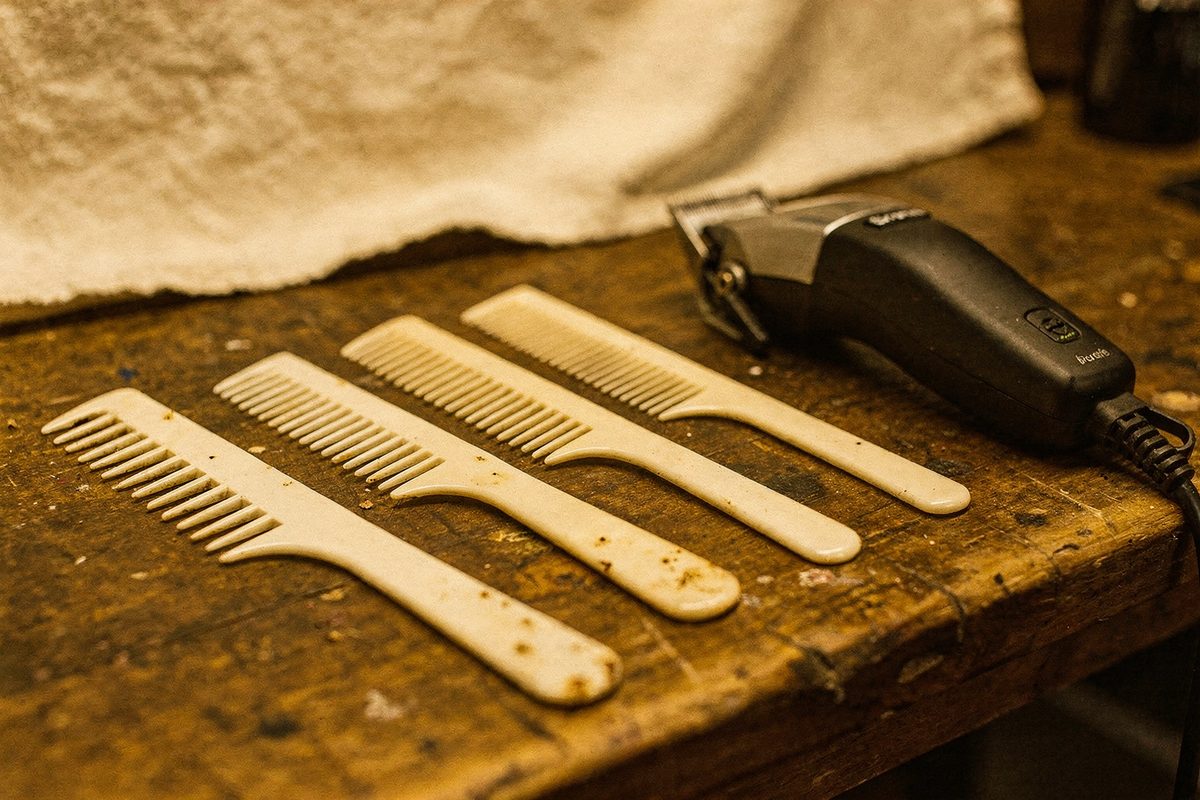 Set of five ceramic guide combs for grooming clippers
